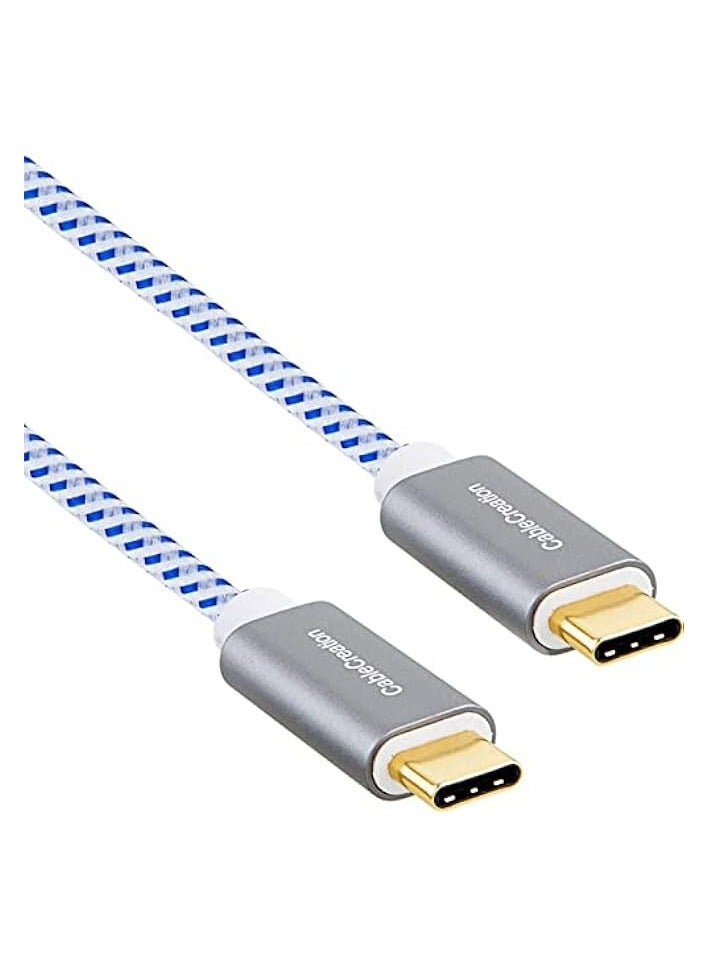 كابل كرييشن كابل USB C بطول 10 أقدام 60 وات، كابل شحن سريع USB C إلى USB C 3A مضفر بسرعة 480 ميجابت في الثانية، متوافق مع MacBook(Pro)، Galaxy S10/S9/S9+، Pixel 3 XL، إلخ (أزرق) - Image 3