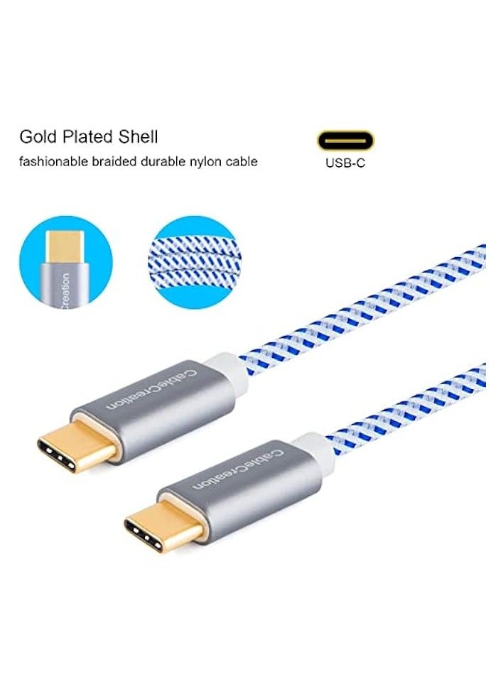 كابل كرييشن كابل USB C بطول 10 أقدام 60 وات، كابل شحن سريع USB C إلى USB C 3A مضفر بسرعة 480 ميجابت في الثانية، متوافق مع MacBook(Pro)، Galaxy S10/S9/S9+، Pixel 3 XL، إلخ (أزرق) - Image 4