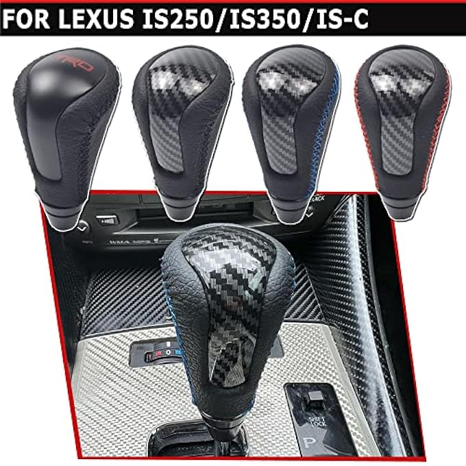 rayihni Hacreyatu Automatic Transmission Gear Shift Knob Shifter Lever Handle for Lexus IS250 IS350 ISC 2006 2007 2008 2009 2010 2011 2012 2013 PTR5153080 Carbon Fiber Cover Black Wire - Image 4