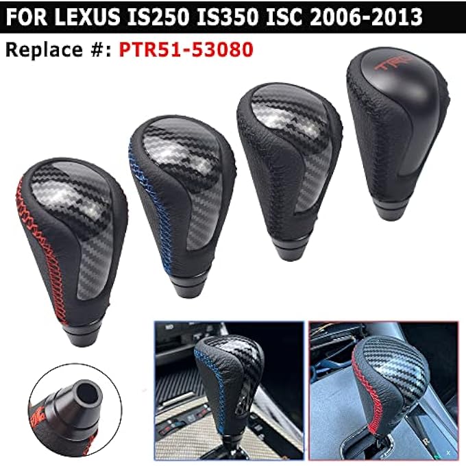 rayihni Hacreyatu Automatic Transmission Gear Shift Knob Shifter Lever Handle for Lexus IS250 IS350 ISC 2006 2007 2008 2009 2010 2011 2012 2013 PTR5153080 Carbon Fiber Cover Black Wire - Image 3
