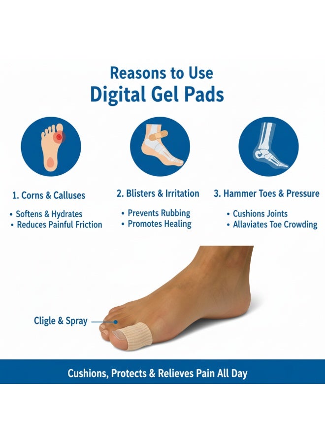 Silipos Digital Gel Pads – Protective Fabric Toe & Finger Sleeves with Soothing Mineral Oil Gel - Image 5