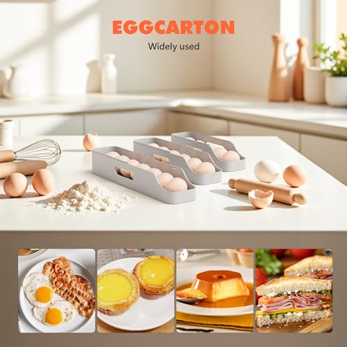 Li & Zhao Li&Zhao Rolling Egg Dispenser for Refrigerator - Automatic Egg Holder for Fridge Space Saving Egg Tray Organizer for Countertop, Kitchen Storage(Gray) - Image 3