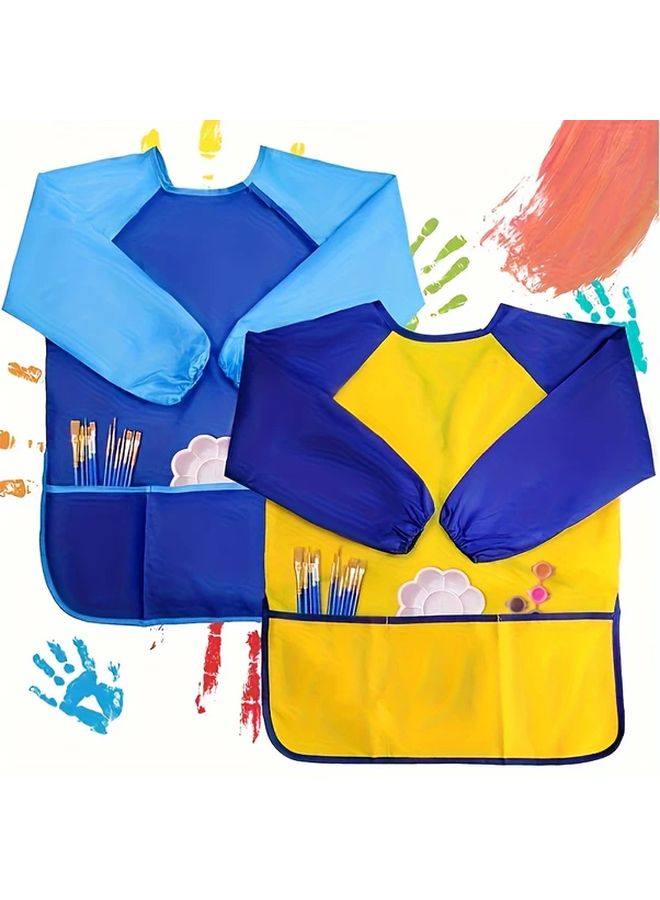 Yellow Art Painting Apron Polyester Blend Reverse Wearing Cover Eating Apron - Image 4