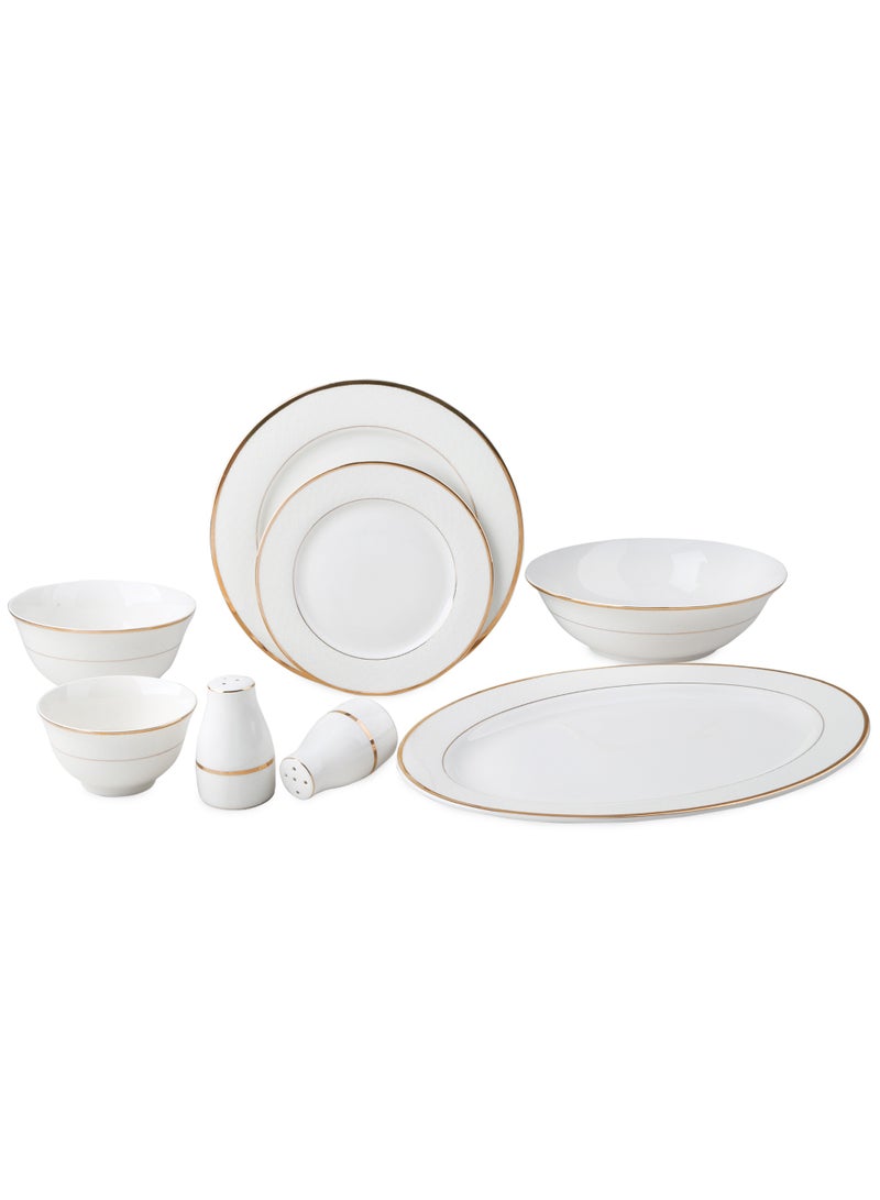 Life Smile 29-Pcs Dinner Set – Porcelain Dinnerwares- Serving Dish and Bowls Set Includes 6x Dinner Plates, 6x Fruit Plates, 6x Soup Plates, 6 x Dessert Bowls, 2x Oval Plates, 1x Salad Bowl, and 1x Salt and Pepper Shaker - Image 1