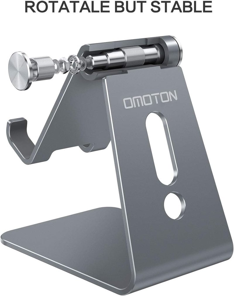 Omoton Adjustable Cell Phone Stand, C2 Aluminum Desktop Phone Holder Dock Compatible with iPhone 15 14 13 Xs XR 8 Plus 7 6, Samsung Galaxy, Google Pixel, Android Phones, Grey - Image 5