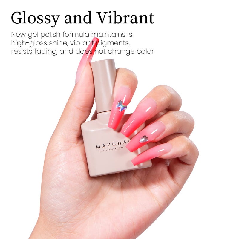 MAYCHAO 15ML Pink Gel Nail Polish 1Pc Pink Lemonade Gel Polish Soak Off UV LED Nail Polish Nail Art Starter Manicure Salon DIY at Home, 0.5 OZ - Image 3