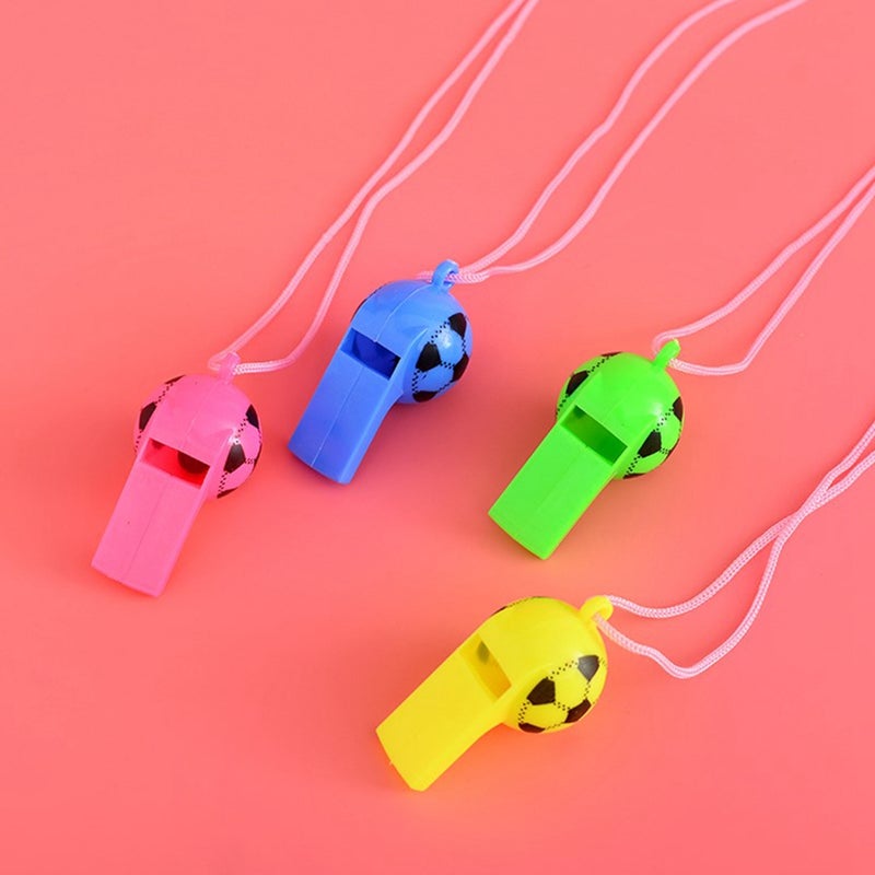 20PCS/Set Random Color Children's Football Styling Whistle With Rope - Image 4
