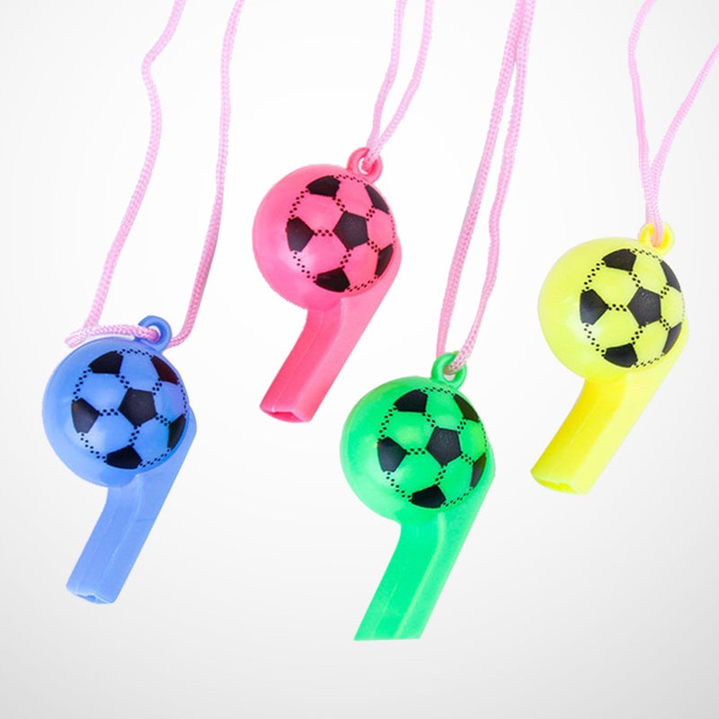 20PCS/Set Random Color Children's Football Styling Whistle With Rope - Image 3