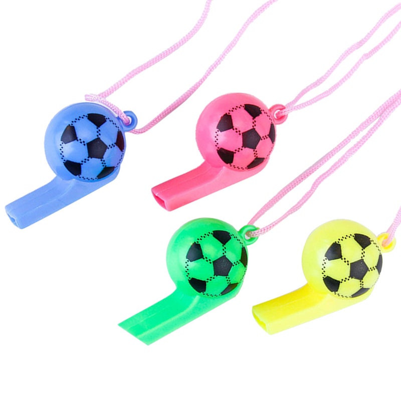 20PCS/Set Random Color Children's Football Styling Whistle With Rope - Image 1