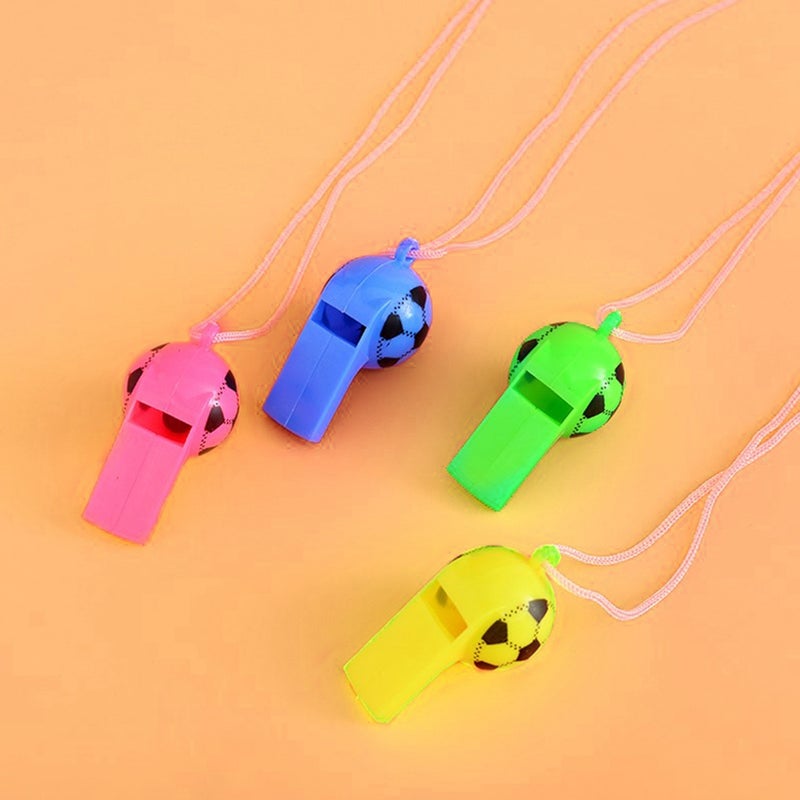 20PCS/Set Random Color Children's Football Styling Whistle With Rope - Image 2