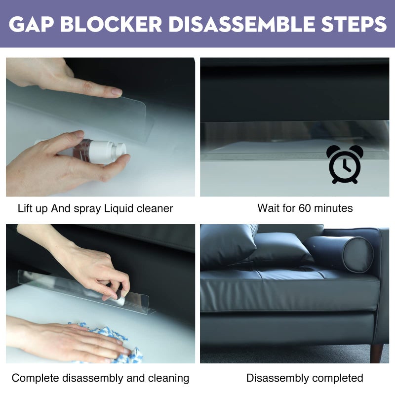 RowinsyDD 12 Pack Toy Blocker for Furniture, Clear Under Couch Blocker, Stop Things Going Under Sofa or Bed, 16" L x 3.2" H, Adjustable Gap Bumper for Furniture with Strong Tape - Image 5