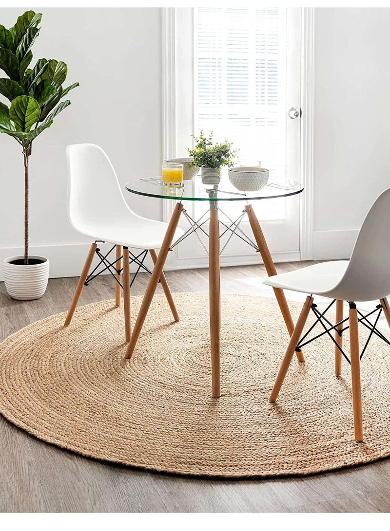 LINGWEI Jute Rug Carpet Natural Jute Round Handmade Reversible Carpet Area Rug Door Mat Hand Made Floor Carpet - Image 1