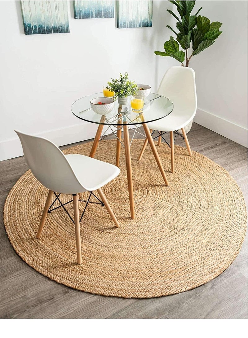 LINGWEI Jute Rug Carpet Natural Jute Round Handmade Reversible Carpet Area Rug Door Mat Hand Made Floor Carpet - Image 2