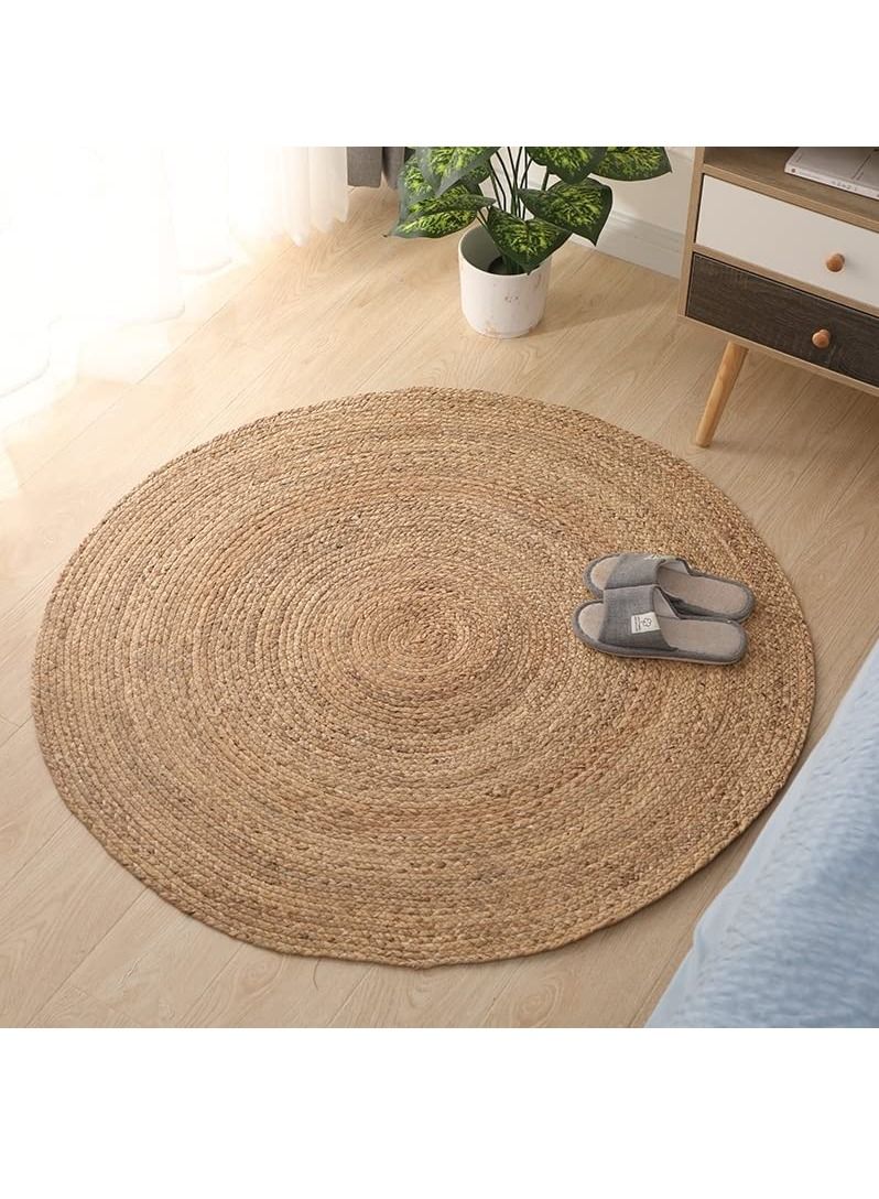 LINGWEI Jute Rug Carpet Natural Jute Round Handmade Reversible Carpet Area Rug Door Mat Hand Made Floor Carpet - Image 4