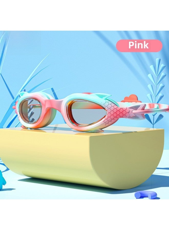 Generic Children's Swimming Goggles Anti-fog Boys And Girls Small Frame Goggles Swimming Training Diving Fish-shaped High-definition Waterproof Professional Equipment-Color:Pink Fish-shaped Cartoon - Image 1