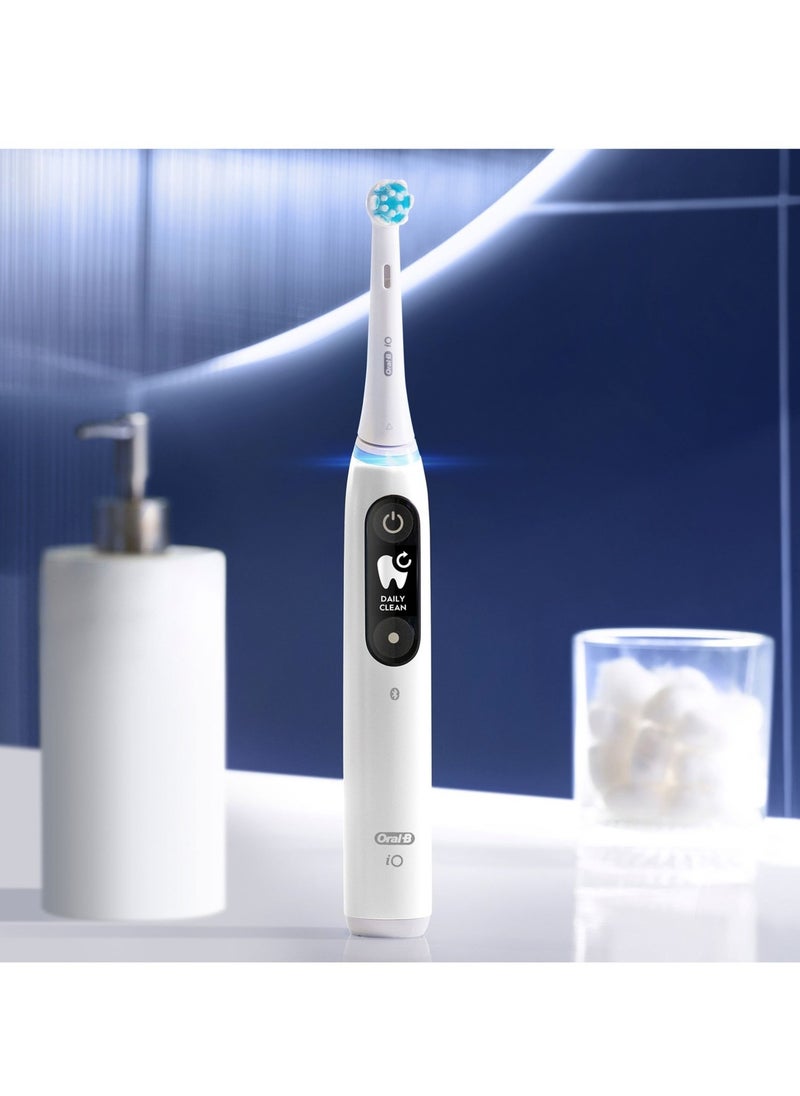 Oral B iO6 Series 6N Electric Rechargeable Toothbrush, Built with AI, Optimal Pressure Control, LED Interface, Bluetooth Connectivity, 5 Personalized Brush Modes – White