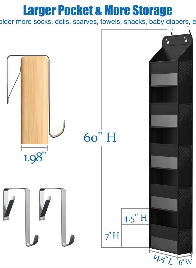 YelaJoy 6 Shelf Camper Storage, RV Bathroom Organizer, Black (Over Door Organizer, Wall Mount Back of Door Hanging Organizers for Toy Diaper Bedroom Closet)  - Image 2