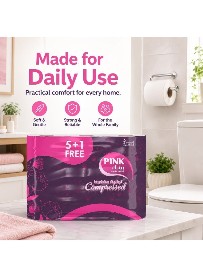PINK Compressed Toilet Paper – 6 Rolls - Image 3