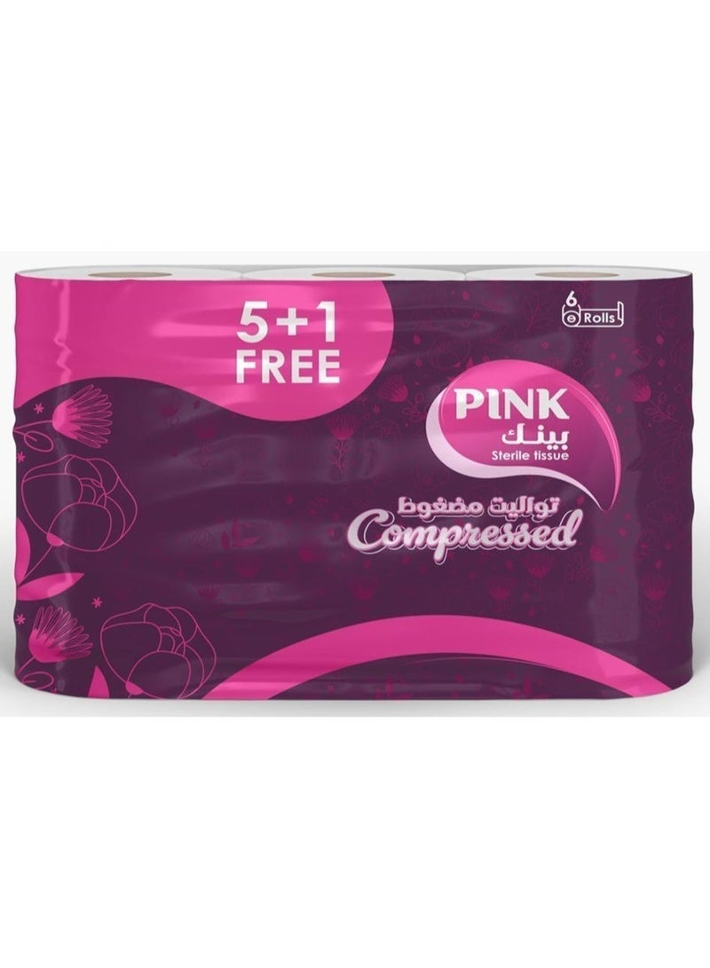 PINK Compressed Toilet Paper – 6 Rolls - Image 1