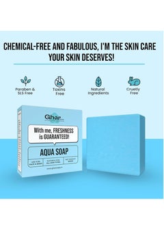 GHAR SOAP Ghar Soaps Aqua Cool Soap Bar for fresh, soft, and hydrated Skin Made With Vitamin E, Coconut Oil & Aloe Vera | Paraben-Free | Ideal for Men & Women | For All Skin Types Face And Body (100 gm)  - Image 4