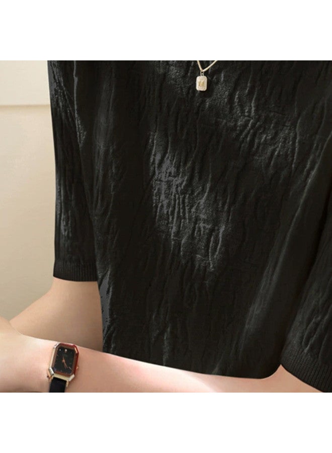 PLANDOO Women'S Semi-High Neck Mid-Sleeve Small Luxury Style Base Layer Top - Image 5