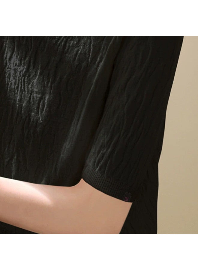 PLANDOO Women'S Semi-High Neck Mid-Sleeve Small Luxury Style Base Layer Top - Image 4