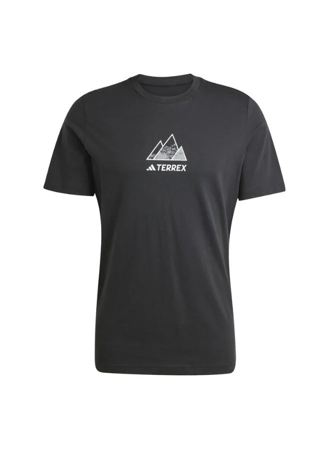 اديداس تيشيرت رياضي رجالي أسود بأكمام قصيرة وطبعة