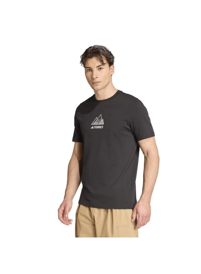 اديداس تيشيرت رياضي رجالي أسود بأكمام قصيرة وطبعة