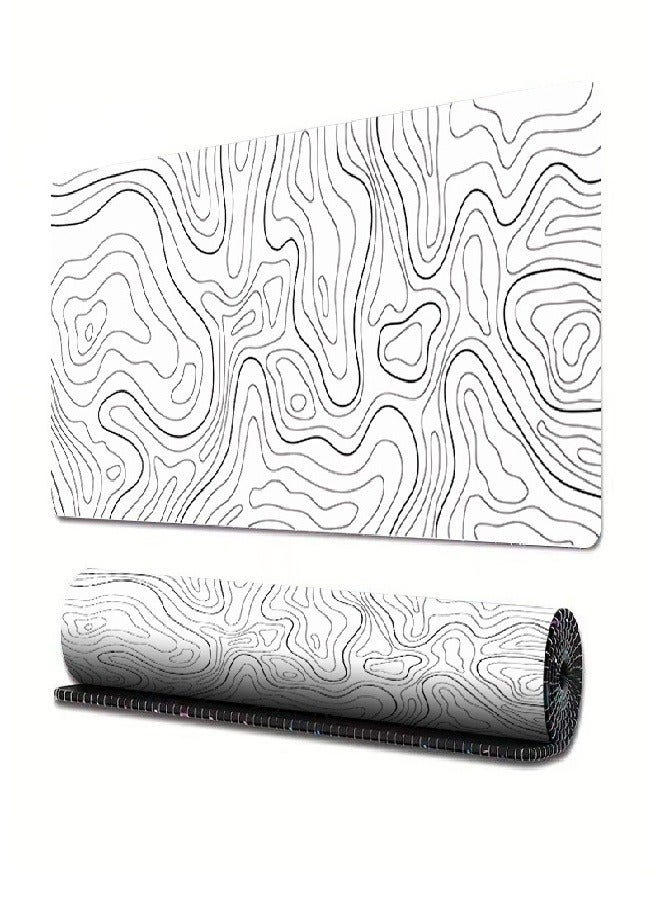 general Extended Big Mouse Pad Large,90cm X 40cm X 0.3cm ,XL Gaming Mouse Pad Desk Pad,Computer Keyboard Mouse Mat Mousepad ,White Topographic - Image 1