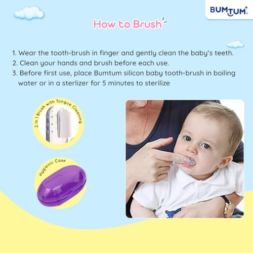 Bumtum Baby Finger Manual Toothbrush With Carry Case | Great For Massaging & Cleaning Gums | Soft Finger Brush for Safe and Effective Oral Care for Kids (Purple, 2 Count) - Image 4
