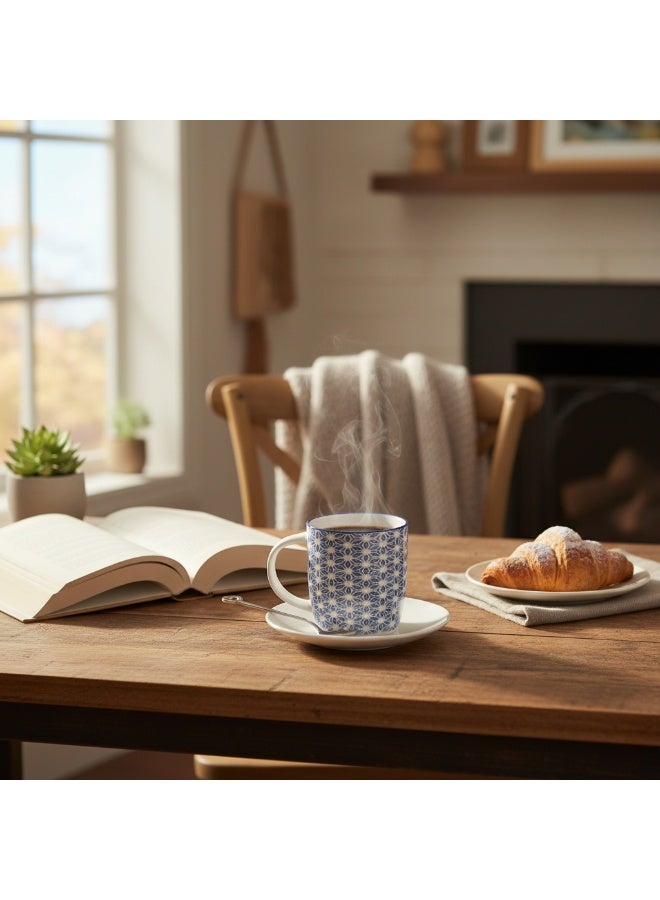 CERAMIC "Artisan Blue Geometric Ceramic Mug  Hand-Painted Pattern Coffee Cup 350ML - Image 2