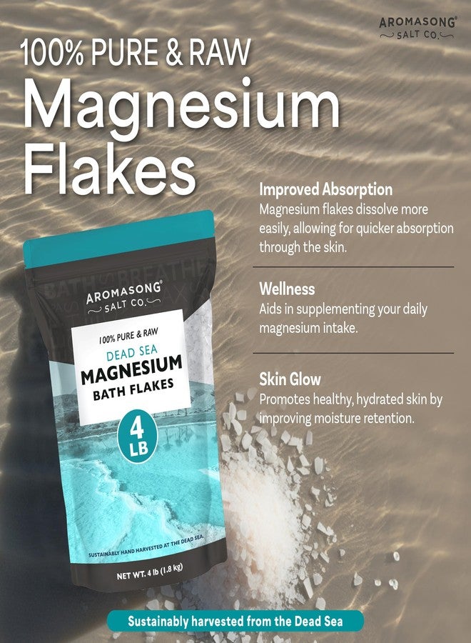 Aromasong Magnesium Flakes for Bath from The Dead Sea- 4 LB Resealable Pack Magnesium Chloride Flakes -Organic Bath Salt Relaxing Mineral Soak (Packaging May Vary) - Image 2