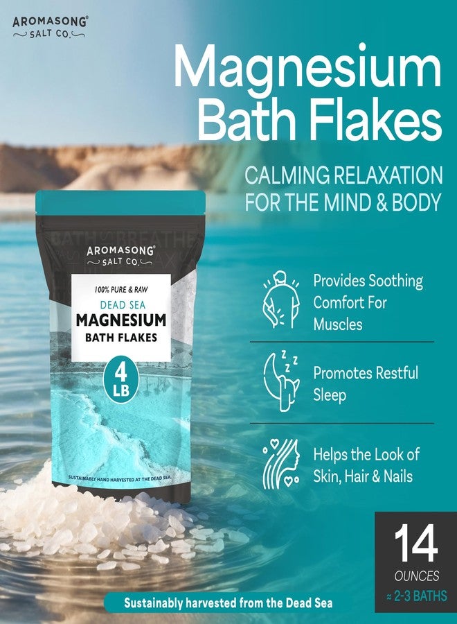 Aromasong Magnesium Flakes for Bath from The Dead Sea- 4 LB Resealable Pack Magnesium Chloride Flakes -Organic Bath Salt Relaxing Mineral Soak (Packaging May Vary) - Image 3