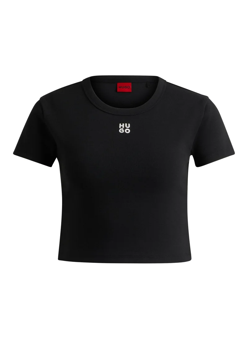HUGO Cotton-blend cropped slim-fit T-shirt with stacked logo