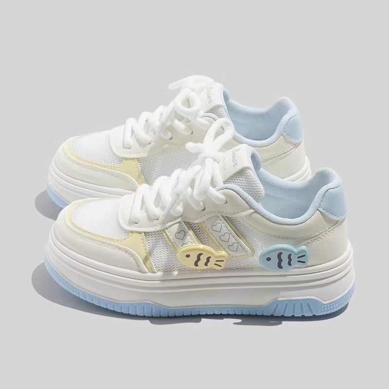 Girls Shoes Niche Bread Shoes Women'S 2025 Spring Summer Autumn New Thick Sole Small Fish All-Match Trendy Sneakers White Shoes - Image 5