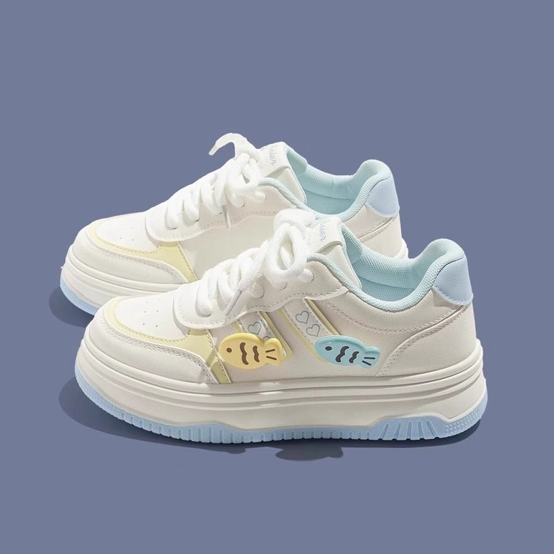 Girls Shoes Niche Bread Shoes Women'S 2025 Spring Summer Autumn New Thick Sole Small Fish All-Match Trendy Sneakers White Shoes - Image 3