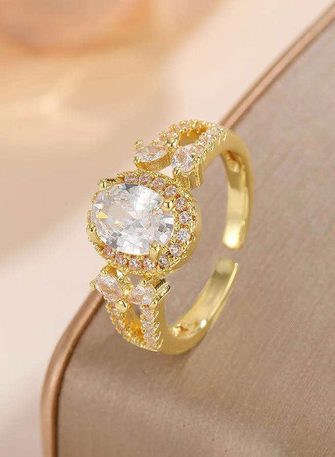 Gold Tone Embellished Adjustable Ring