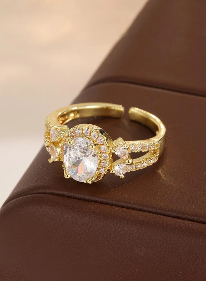 Take Two  Gold Tone Embellished Adjustable Ring for Women | Best Price UAE