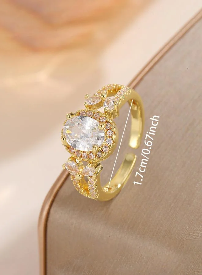 Take Two  Gold Tone Embellished Adjustable Ring for Women | Best Price UAE