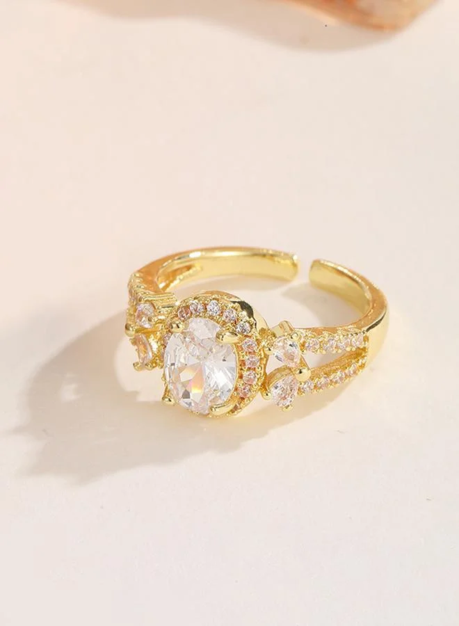 Take Two  Gold Tone Embellished Adjustable Ring for Women | Best Price UAE