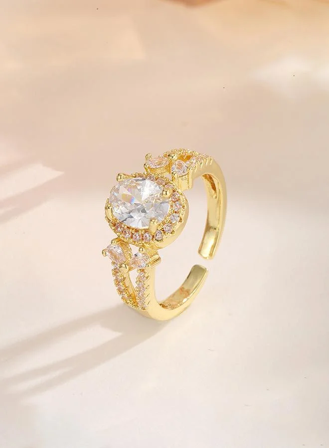 Take Two  Gold Tone Embellished Adjustable Ring for Women | Best Price UAE