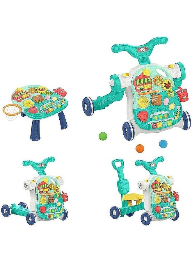MIXDE in 1 Baby Walker , Baby Push Walkers, Assemble as Scooter/Motorbike/Activity Center/Detachable Panel, Walking Toys Learning Walker for Infants Toddler (Green)  - Image 1