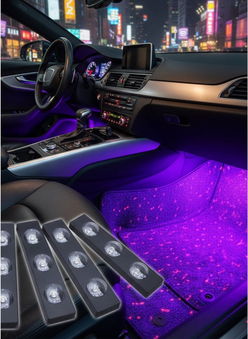 اضاءة داخلية للسيارة LED بريموت كنترول تعمل على ولاعة السيارة و USB تعطي جو رومانسي مع الموسيقى سهلة التركيب مناسبة لجميع السيارات - Image 4
