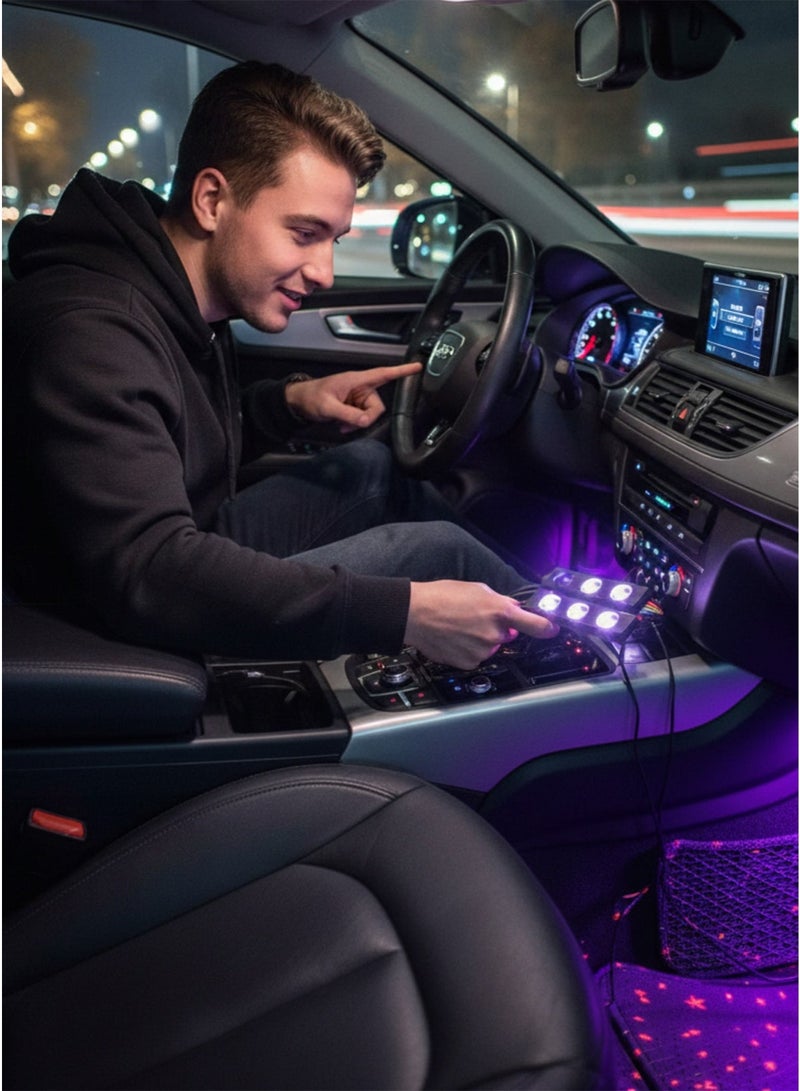اضاءة داخلية للسيارة LED بريموت كنترول تعمل على ولاعة السيارة و USB تعطي جو رومانسي مع الموسيقى سهلة التركيب مناسبة لجميع السيارات - Image 2