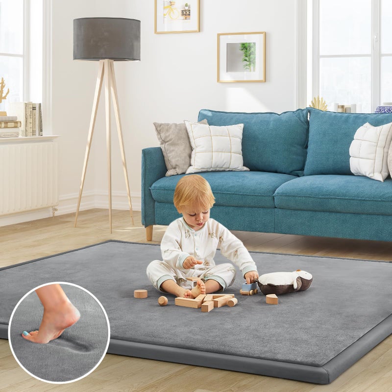 ILPEOD Baby Play Mat for Floor Nursery Rug Muscle Mat Area Rug Playroom Rug 79"x79" Playpen Mat Memory Foam 1.3" Thick Crawling Mat for Babies,Toddlers, Infants, Kids,Grey - Image 1