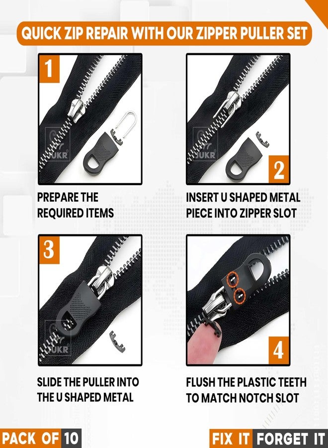 JUKR Multipurpose Detachable Zipper Puller Broken Zip Replacement Handle for Jackets, Jerkin, Raincoats, Jeans Pants, Luggage Travel Bags, Students Backpack, Handbag, Purse, Boots, Tents (Pack of 10) - Image 3