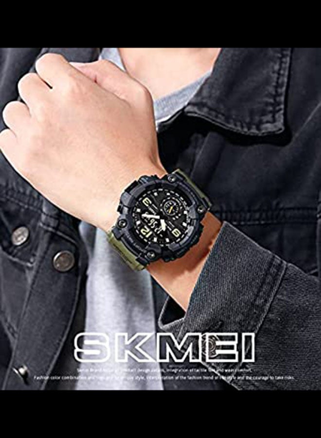 Men's Analog Digital Waterproof And Sport Wrist Watch - 56 mm - Green - Image 4