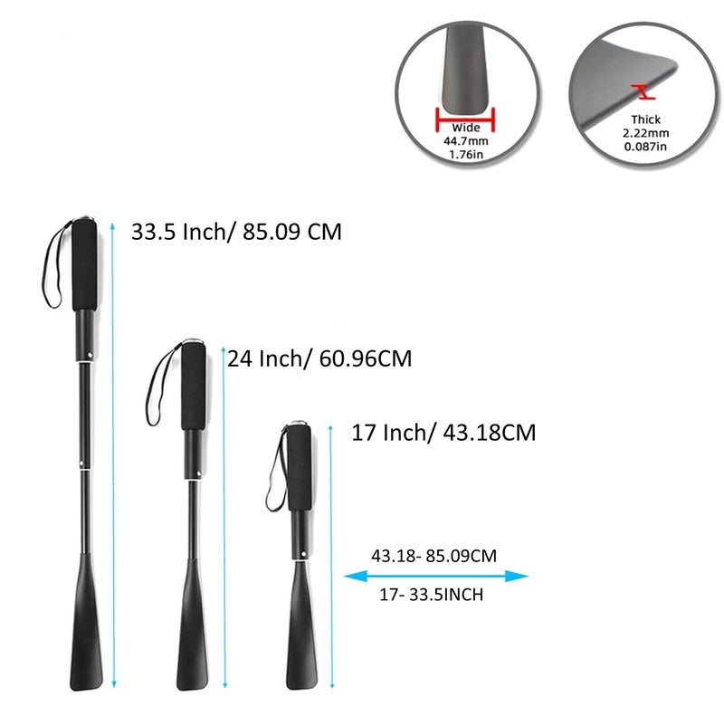 Lify Long Handle Retractable Shoe Horn, 17"-33.5" Plastic Aluminum for Men Women Kids Seniors - Image 2