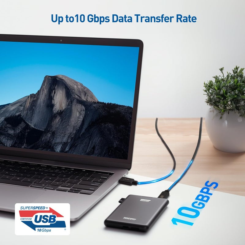 Cable Matters كابل ماذرز [معتمد من USB-IF] كابل USB A إلى USB C بسرعة 10 جيجابت في الثانية الجيل 2 بطول 3.3 قدم (كابل USB C إلى USB) باللون الأسود، متوافق مع آيفون 16/15، 16/15 برو ماكس، 16/15 بلس - Image 3