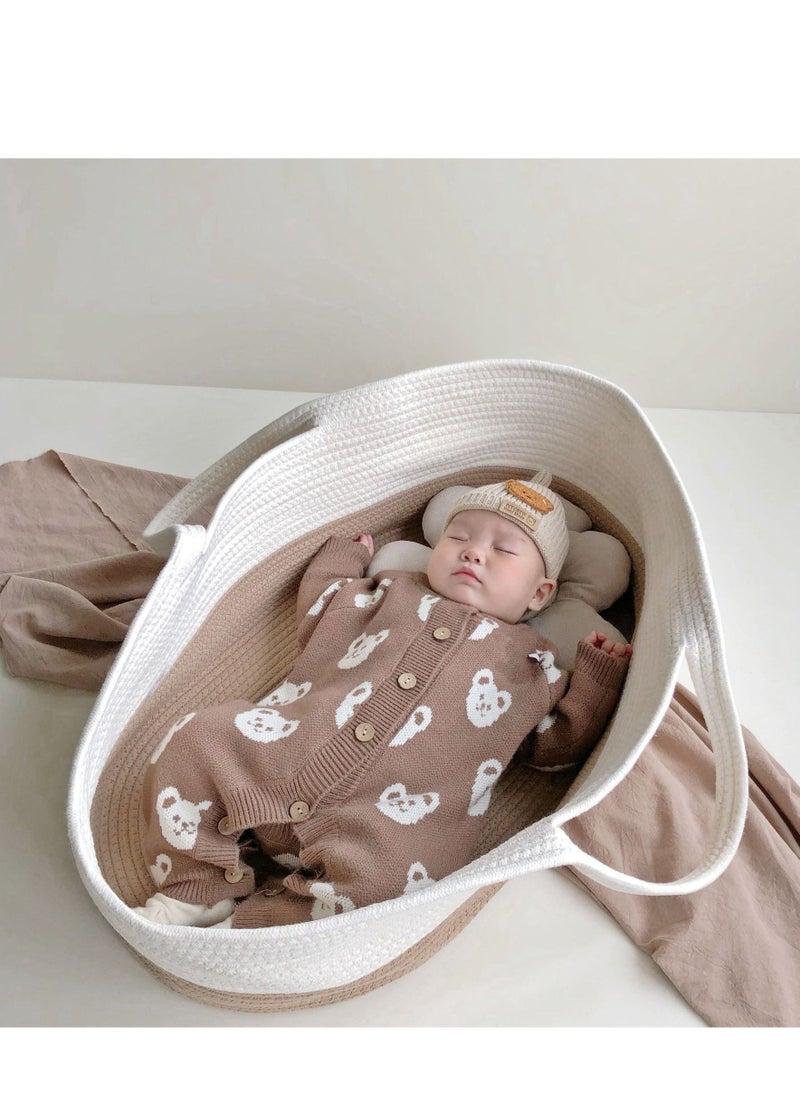 Arabest - Baby Carrycot, Portable Cotton Woven Baby Sleeping Basket, Outdoor Carrycot - Image 1